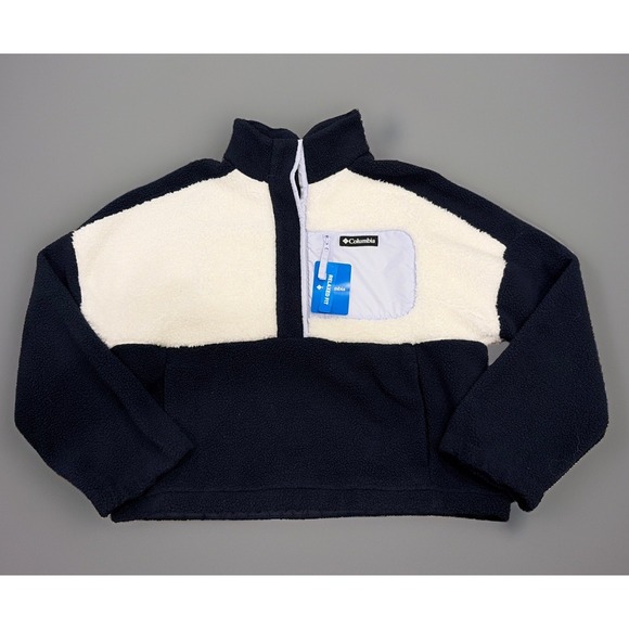 Columbia Sweaters - NWT Columbia Women's Navy White West Bend Sherpa Fleece 1/2 Zip Pullover Size XL